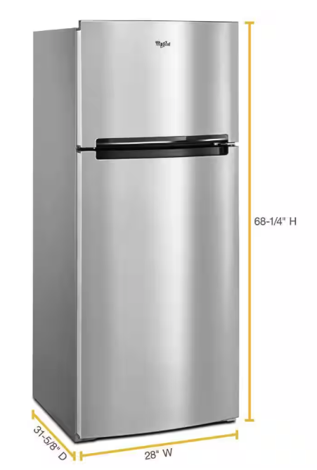 Whirlpool 18 Cu. Ft. 28" Wide Refrigerator in Stainless Steel 251311SD939 - WRT518SZFM - Scratch & Dent (Moderate)
