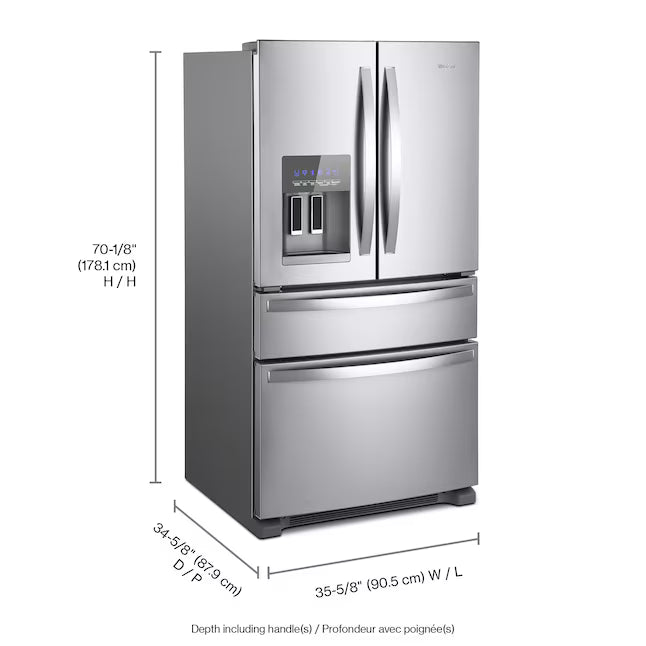 Whirlpool French Door Bottom Mount Refrigerator in Fingerprint Resistant Stainless Steel 22132SD161 - WRMF3636RZ - Scratch & Dent (Minor)