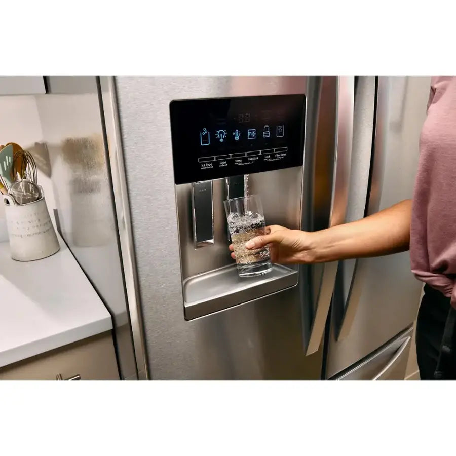 Pictures of Whirlpool 36 in. 24.7 cu. ft. Standard Depth French Door Refrigerator in Fingerprint Resistant Stainless Steel WRFF3436RZ- Scratch & Dent (Moderate) - Neu Appliance Outlet - Discount Appliance Outlet in Austin, Tx
