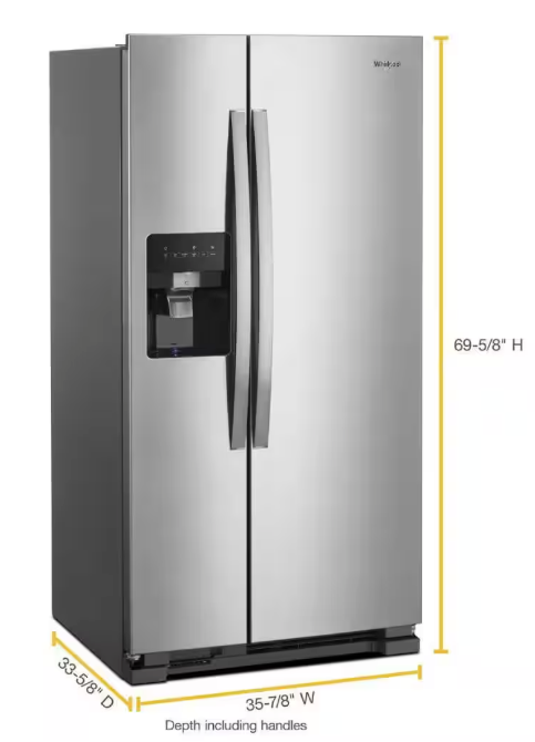 Pictures of Whirlpool 24.6 cu. ft. Side By Side Refrigerator With Ice Maker in Stainless Steel WRS315SDHM - Scratch & Dent (Minor) - Neu Appliance Outlet - Discount Appliance Outlet in Austin, Tx
