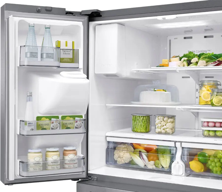 Pictures of Samsung 28 cu. ft. 4-Door French Door Refrigerator with FlexZone™ Drawer in Stainless Steel RF28R7201SR - Open Box - Neu Appliance Outlet - Discount Appliance Outlet in Austin, Tx
