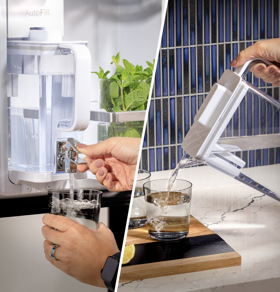 Pictures of GE Profile ENERGY STAR® 22.9 Cu. Ft. Counter-Depth Quad-Door Refrigerator with Dual-Dispense AutoFill Pitcher and Door in Door PHD23BYWFS - New in Box - Neu Appliance Outlet - Discount Appliance Outlet in Austin, Tx