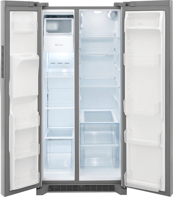 Pictures of Frigidaire 33" Wide 22.3 cu. ft. ENERGY STAR Side by Side Refrigerator Stainless Steel with Exterior Water and Ice Dispenser FRSS2323AS - New in Box - Neu Appliance Outlet - Discount Appliance Outlet in Austin, Tx