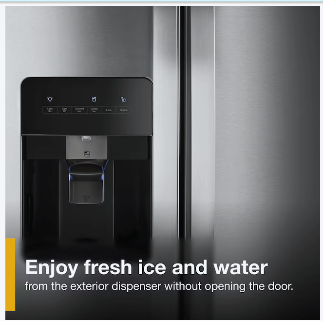 Whirlpool 24 cu ft Capacity Side By Side Refrigerator with Ice and Water Dispenser in Fingerprint Resistant Stainless Steel WRS315SDHZ - Scratch & Dent (Minor)