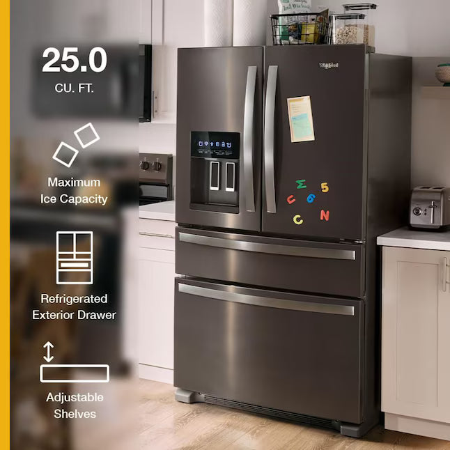 Whirlpool French Door Bottom Mount Refrigerator in Fingerprint Resistant Stainless Steel 22132SD161 - WRMF3636RZ - Scratch & Dent (Minor)