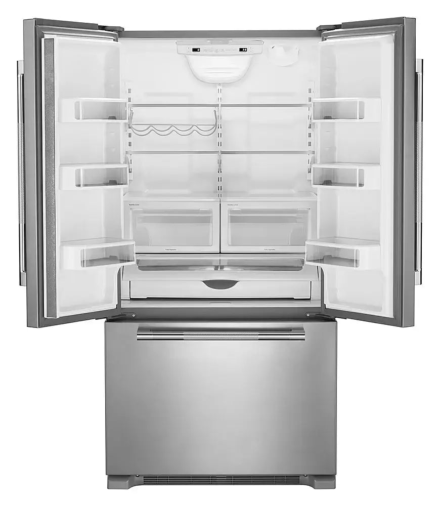 Pictures of JennAir RISE 21.9 Cu. Ft. French Door Counter-Depth Refrigerator with Gourmet Bay Drawer and TriSensor Climate Control in Stainless Steel JFFCF72DKL - Scratch & Dent (Minor) - Neu Appliance Outlet - Discount Appliance Outlet in Austin, Tx
