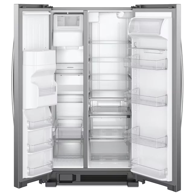Whirlpool 33 Inch Wide Side by Side 21 Cu. Ft. Refrigerator with Can Caddy and Frameless Glass Shelves in Fingerprint Resistant Stainless Steel 31134SD212 - WRS321SDHZ - Scratch & Dent (Moderate)