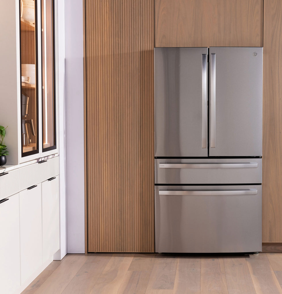 Pictures of GE Profile™ ENERGY STAR® 29 Cu. Ft. Smart Fingerprint Resistant 4-Door French-Door Refrigerator with Door In Door PGD29BYTFS - New in Box - Neu Appliance Outlet - Discount Appliance Outlet in Austin, Tx