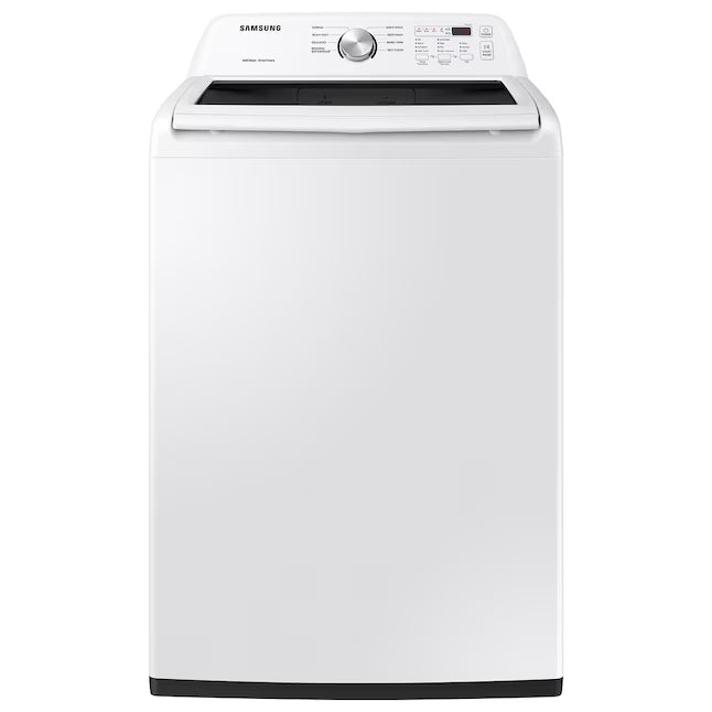 Samsung 4.5 cu. ft. Top Load Washer with Vibration Reduction Technology+ in White WA45T3200AW - Scratch & Dent (Minor) and Samsung 7.2 cu. ft. Electric Dryer with Sensor Dry in White 16251 - DVE45T3200W - Open Box
