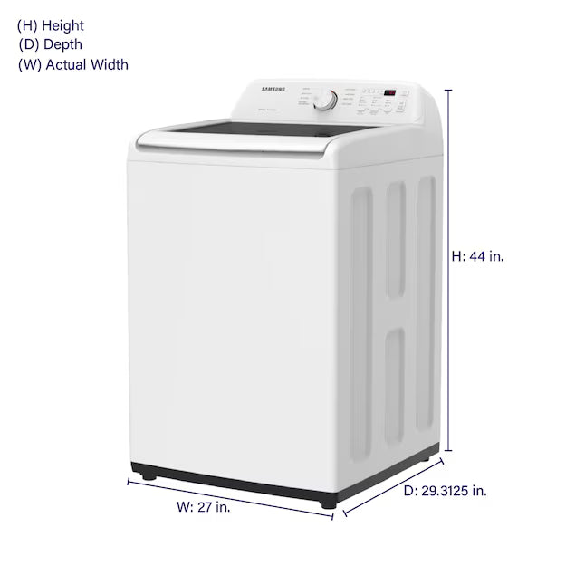 Samsung 4.5 cu. ft. Top Load Washer with Vibration Reduction Technology+ in White WA45T3200AW - Scratch & Dent (Minor) and Samsung 7.2 cu. ft. Electric Dryer with Sensor Dry in White 16251 - DVE45T3200W - Open Box