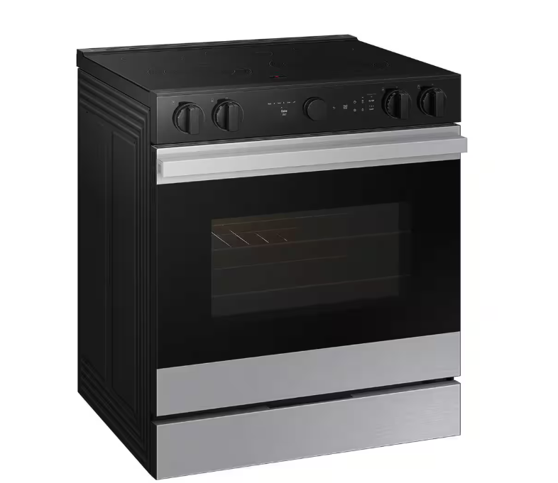 Samsung Stainless Steel Bespoke 30 in. 6.3 cu.ft. 5 Burner Element Smart Slide-In Electric Range w/ Smart Oven Camera NSE6DG8700SR - New