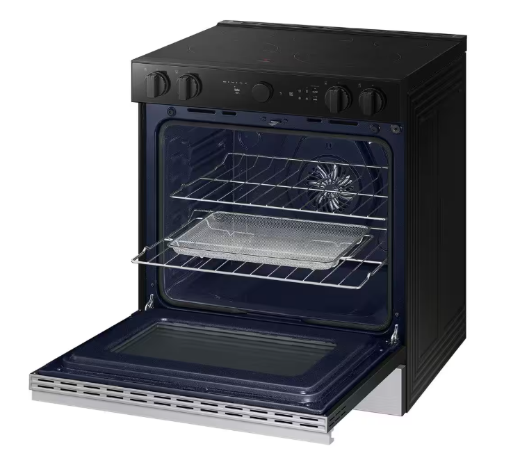 Samsung Stainless Steel Bespoke 30 in. 6.3 cu.ft. 5 Burner Element Smart Slide-In Electric Range w/ Smart Oven Camera NSE6DG8700SR - New