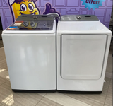 Samsung White Top Load 5.0 Cu. Ft. Washer with Active Water Jet WA50R5200AW - Certified Refurbished and Samsung White Electric 7.4 Cu. Ft. Dryer with Sensor Dry DVE50R5200W - Certified Refurbished