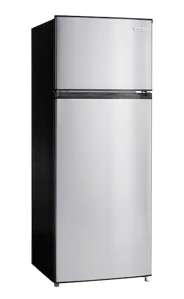 Vissani 7.1 cu. ft. Top Freezer Refrigerator with Adjustable Shelf in Stainless Steel Scratch & Dent (Moderate)