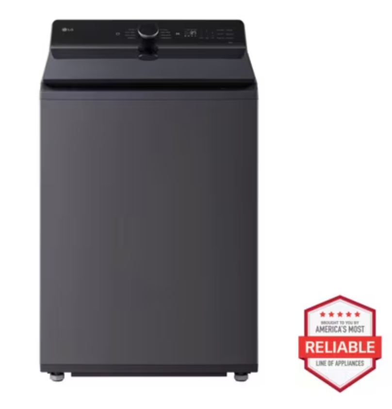 Pictures of LG 5.3 cu. ft. Capacity Top Load Washer with 4-Way® Agitator and EasyUnload™ WT8405CB - Open Box and LG 7.3 cu. ft. Capacity Smart Rear Control Electric Dryer with AI Sensing, EasyLoad™ Door DLE8400BE - Open Box - Neu Appliance Outlet - Discount Appliance Outlet in Austin, Tx