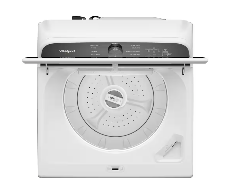Pictures of 5.2–5.3 Cu. Ft. Whirlpool® Top Load Washer in White with Removable Agitator WTW6157PW - Open Box and 7.0 Cu. Ft. Whirlpool® Top Load Electric Dryer in White with Moisture Sensor WED6150PW - Open Box - Neu Appliance Outlet - Discount Appliance Outlet in Austin, Tx