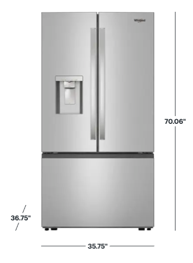 Pictures of Whirlpool 36-Inch French Door Refrigerator in Fingerprint Resistant Stainless Finish with In-Door Water and Ice Maker - 30 cu. ft. WRFF3536SZ - Open Box - Neu Appliance Outlet - Discount Appliance Outlet in Austin, Tx