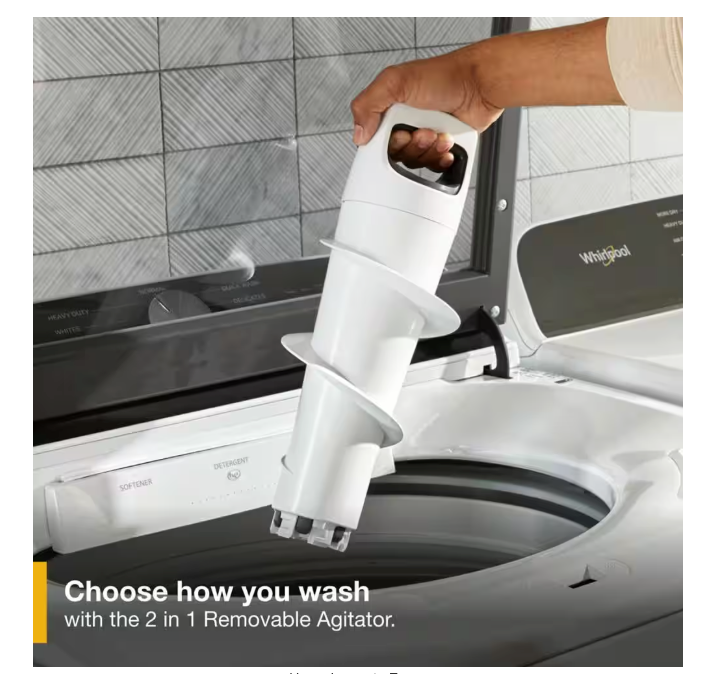 5.2–5.3 Cu. Ft. Whirlpool® Top Load Washer in White with Removable Agitator WTW6157PW - Open Box and 7.0 Cu. Ft. Whirlpool® Top Load Electric Dryer in White with Moisture Sensor WED6150PW - Open Box