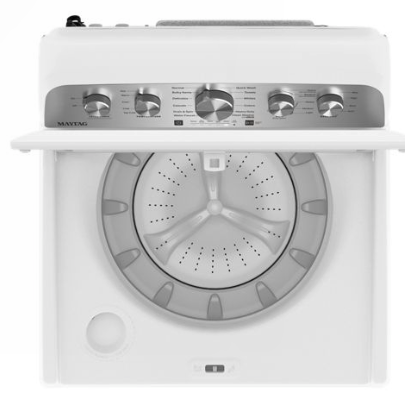 Pictures of MayTag 4.8 cu. ft. Top Load Washer with Extra Power, Built-In Water Faucet MVW5430MW - Scratch & Dent (Minor) and MayTag 7.0 cu. ft. Top Load Electric Wrinkle Prevent Dryer MED4500MW - Certified Refurbished - Neu Appliance Outlet - Discount Appliance Outlet in Austin, Tx