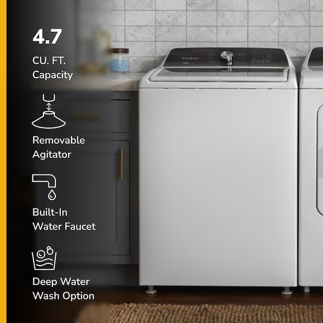 Whirlpool Top Load 4.7 Cu. Ft. Washer with 2-in-1 Removable Agitator in White 22137SD376 - WTW5057LW - Open Box