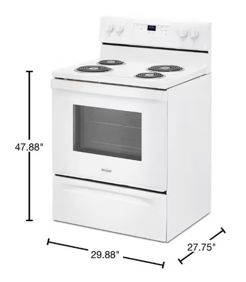 Pictures of Whirlpool 30 in. 4.8 cu. ft. Electric Range in White with Keep Warm Setting WFC315S0JW - Scratch & Dent (Minor) - Neu Appliance Outlet - Discount Appliance Outlet in Austin, Tx