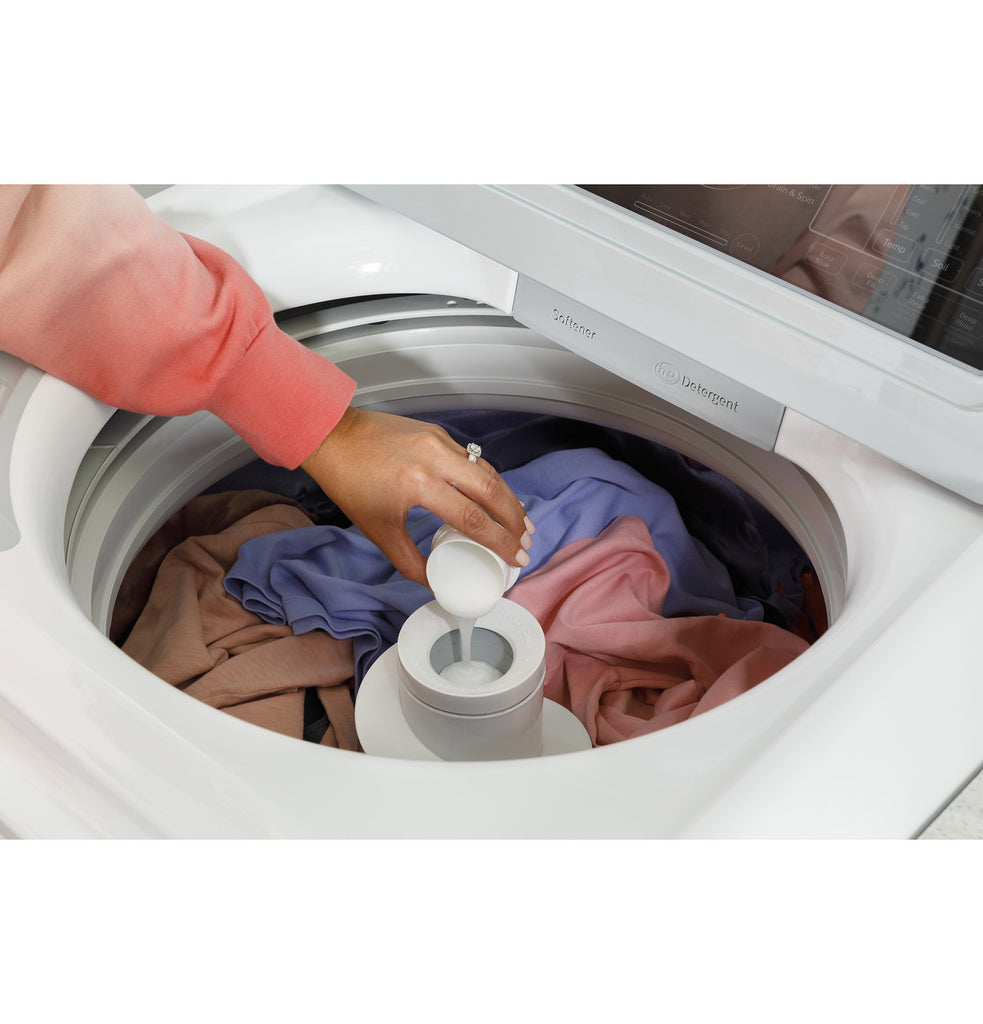 Pictures of GE 4.5 cu. ft. Capacity Washer with Water Level Control GTW585BSVWS - New in Box and GE Electric 7.4 Cu. Ft. Front Load Dryer with Sensor Dry in White GTD58EBSVWS - Open Box - Neu Appliance Outlet - Discount Appliance Outlet in Austin, Tx