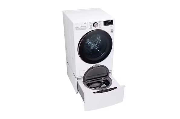 LG 4.5 cu. ft. Front Load Washer with Steam and Built-In Intelligence in White WM4000HWA - Scratch & Dent (Minor) and LG 7.4 cu. ft. Front Load Electric Dryer with TurboSteam and Sensor Dry Technology in White 16237 - DLEX4000W - Scratch & Dent (Moderate)