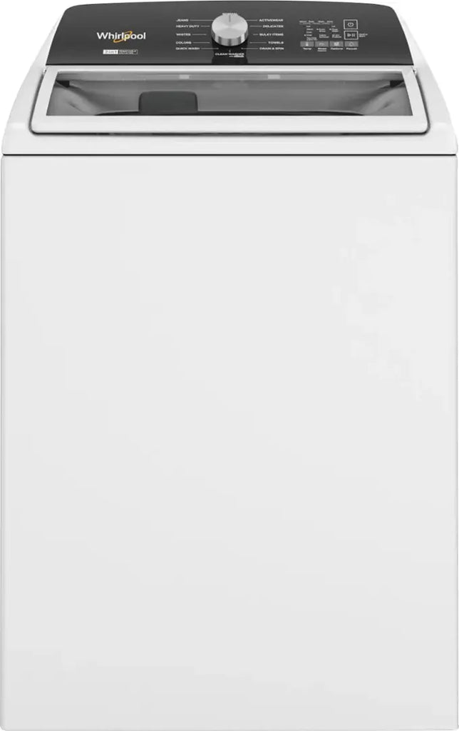Pictures of Whirlpool Top Load 4.7 Cu. Ft. Washer in White with 2-in-1 Removable Agitator WTW5057LW - Scratch & Dent - Minor and Whirlpool 7.0 Cu. Ft. Long Vent Electric Moisture Sensing Dryer WED500CMW - Open Box - Neu Appliance Outlet - Discount Appliance Outlet in Austin, Tx