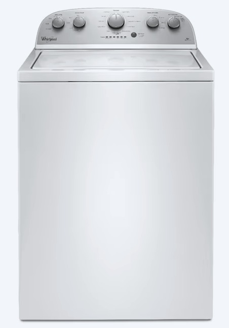 Whirlpool 3.5 cu. ft. High Efficiency Top Load Washing Machine with Deep Water Wash WTW4816FW - Scratch & Dent (Minor) and Whirlpool White Electric 7.0 Cu. Ft. Dryer with Auto Dry 16217 - WED4950HW - Scratch & Dent (Moderate)