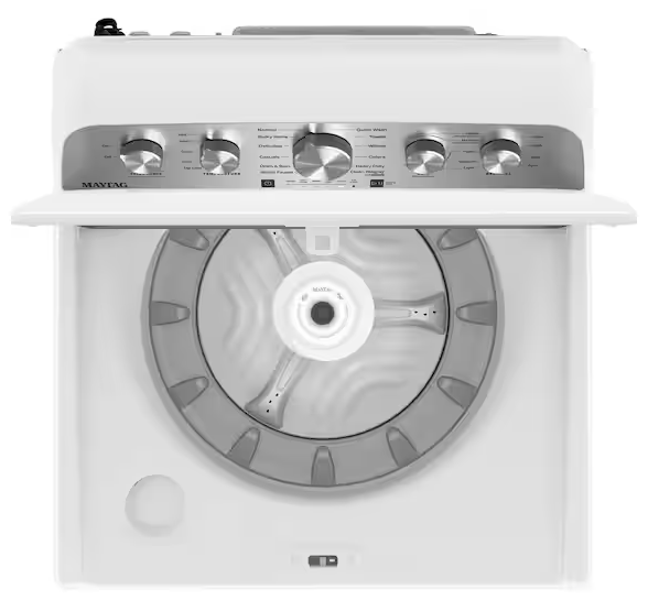 Pictures of Maytag Top Load 4.7 cu. ft. Agitator Washer with Extra Power and Deep Fill Option MVW5435PW - Open Box and MayTag 7.0 cu. ft. Top Load Electric Wrinkle Prevent Dryer MED4500MW - Scratch & Dent (Minor) - Neu Appliance Outlet - Discount Appliance Outlet in Austin, Tx