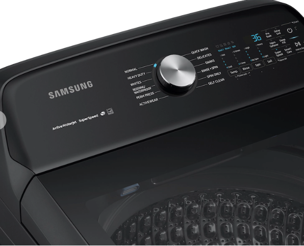 Pictures of Samsung 5.0 cu. ft. Energy Star Top Load Washer with Active Water Jet in Black Stainless Steel 1CR03192 - WA50R5400AV - Certified Refurbished - Neu Appliance Outlet - Discount Appliance Outlet in Austin, Tx