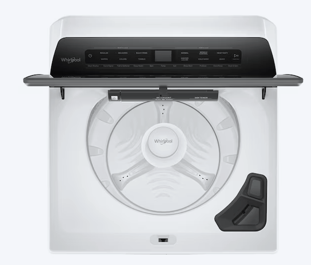 Pictures of Whirlpool High Efficiency Agitator Large Top-Load Washer in White WTW5105HW - Scratch & Dent (Minor) and Whirlpool 7.4 cu. ft. Electric Dryer with Hamper Door WED8127LW - Scratch & Dent (Minor) - Neu Appliance Outlet - Discount Appliance Outlet in Austin, Tx