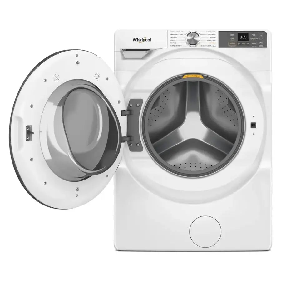 Whirlpool 4.5 cu. ft. Smart Front Load ENERGY STAR® Washer with FreshFlow™ Vent System WFW5720RW - Open Box and Whirlpool 7.4 cu. ft. Smart Front Load ENERGY STAR® Electric Dryer with Wrinkle Shield™ Option WED5720RW - Open Box