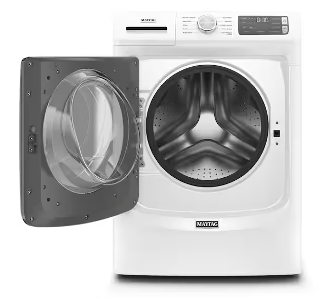 Pictures of Maytag 4.5 cu. ft. Front Load Washer with Extra Power and 12-Hr Fresh Spin™ Option MHW5630HW - Scratch & Dent (Moderate) and Maytag 7.3 cu. ft. Front Load Gas Dryer with Extra Power and Quick Dry Cycle MGD5630HW - Scratch & Dent (Minor) - Neu Appliance Outlet - Discount Appliance Outlet in Austin, Tx