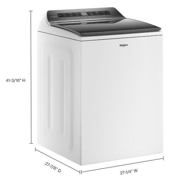Whirlpool High Efficiency Agitator Large Top-Load Washer in White WTW5105HW - Scratch & Dent (Minor) and Whirlpool 7.4 cu. ft. Electric Dryer with Hamper Door WED8127LW - Scratch & Dent (Minor)