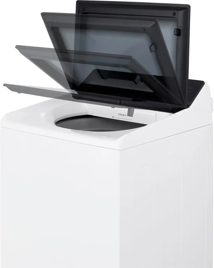 Pictures of LG 5.5 cu. ft. Mega Capacity Top Load Washer with Impeller in Alpine White WT8400CW - New in Box and LG Energy Star Certified 7.3 cu. ft. Ultra Large Capacity Rear Control Electric Dryer with LG EasyLoad™ Door and AI Sensing DLE8400WE - New in Box - Neu Appliance Outlet - Discount Appliance Outlet in Austin, Tx