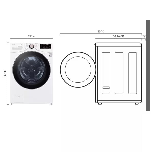 LG 4.5 cu. ft. Front Load Washer with Steam and Built-In Intelligence in White 251318SD1348 - WM4000HWA - Scratch & Dent (Moderate)