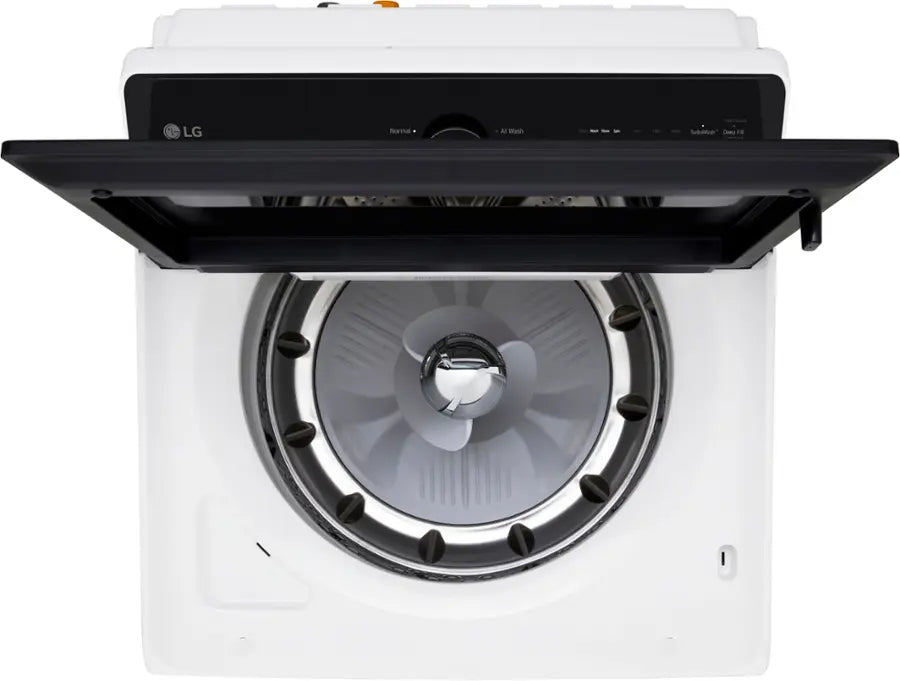 Pictures of LG 5.5 cu. ft. Mega Capacity Top Load Washer with Impeller in Alpine White WT8400CW - New in Box and LG Energy Star Certified 7.3 cu. ft. Ultra Large Capacity Rear Control Electric Dryer with LG EasyLoad™ Door and AI Sensing DLE8400WE - New in Box - Neu Appliance Outlet - Discount Appliance Outlet in Austin, Tx
