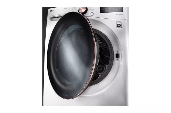 LG 4.5 cu. ft. Front Load Washer with Steam and Built-In Intelligence in White WM4000HWA - Scratch & Dent (Minor) and LG 7.4 cu. ft. Front Load Electric Dryer with TurboSteam and Sensor Dry Technology in White 16237 - DLEX4000W - Scratch & Dent (Moderate)
