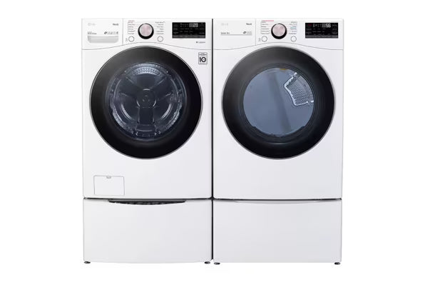LG 4.5 cu. ft. Front Load Washer with Steam and Built-In Intelligence in White WM4000HWA - Scratch & Dent (Minor) and LG 7.4 cu. ft. Front Load Electric Dryer with TurboSteam and Sensor Dry Technology in White 16237 - DLEX4000W - Scratch & Dent (Moderate)