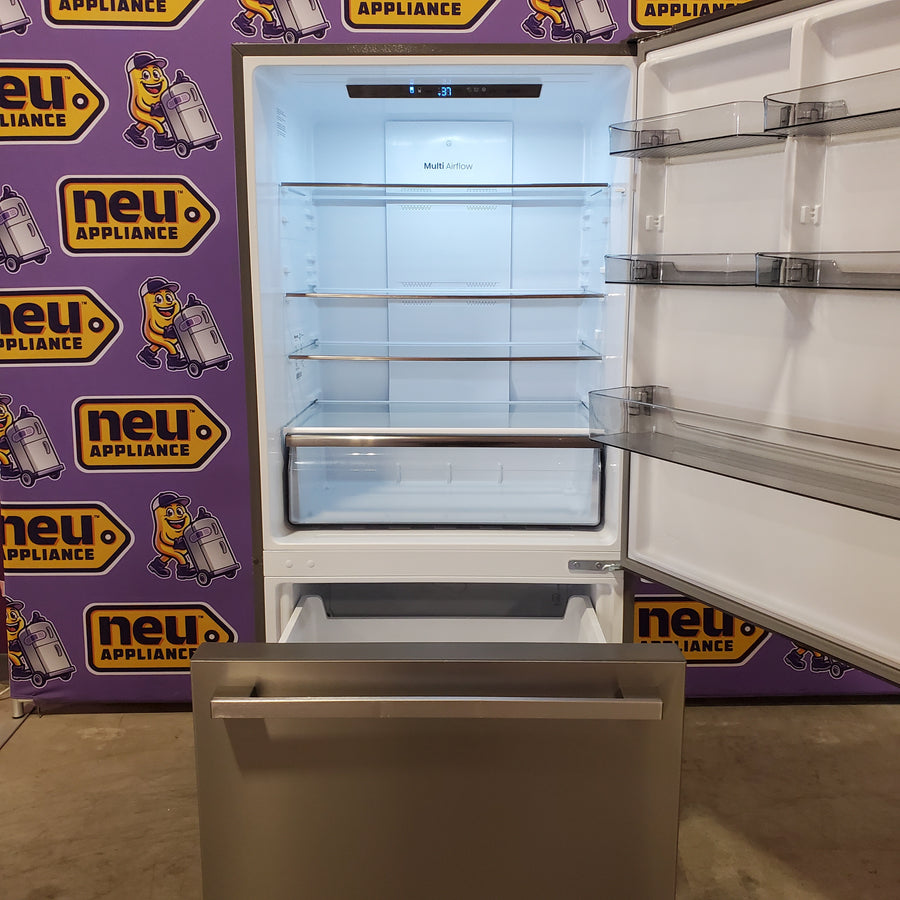 Hisense Counter Depth Bottom Freezer 17.2 Cu. Ft. Refrigerator with LED Lighting and Super Cool and Super Freeze in Fingerprint Stainless Steel 22137390 - HRB171N6ASE - Scratch and Dent (Moderate)