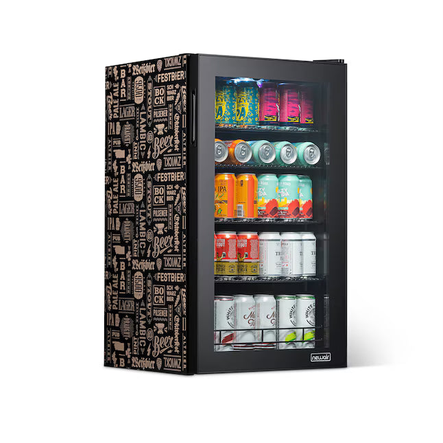 NewAir 18.50-in W 126 -Can Capacity Black Freestanding Indoor Beverage Refrigerator with Glass Door 251318SD1374 - AB-1200BC1 - Scratch & Dent (Minor)