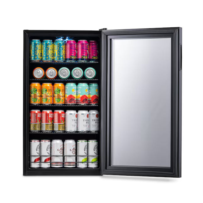 NewAir 18.50-in W 126 -Can Capacity Black Freestanding Indoor Beverage Refrigerator with Glass Door 251318SD1374 - AB-1200BC1 - Scratch & Dent (Minor)
