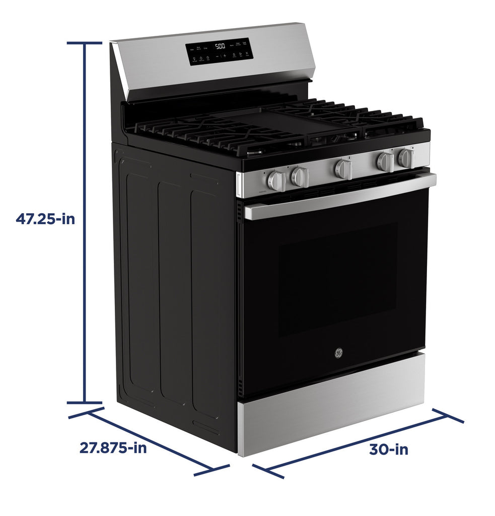 Pictures of GE® Free-Standing Gas Range with Crisp Mode in Stainless Steel GGF500PVSS - New in Box - Neu Appliance Outlet - Discount Appliance Outlet in Austin, Tx