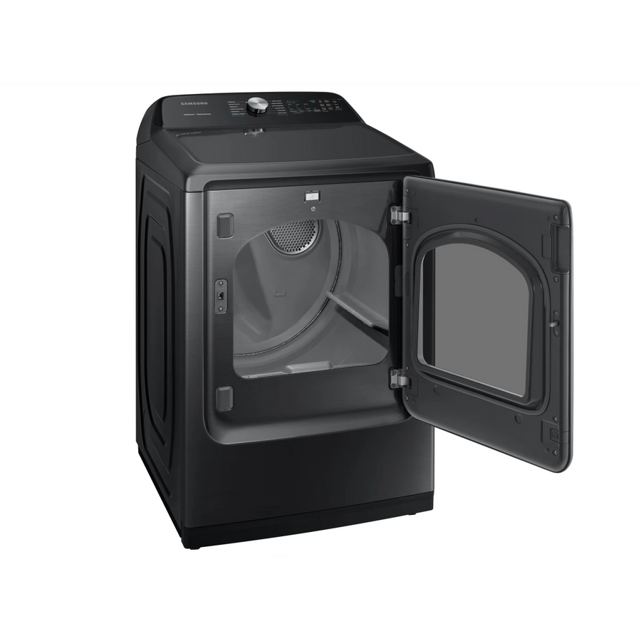 Samsung 5.0 cu. ft. Energy Star Top Load Washer with Active Water Jet in Black Stainless Steel WA50R5400AV - Certified Refurbished and Samsung 7.4 cu ft Gas Dryer with Steam Sanitize Option DVG50R5400V - Certified Refurbished