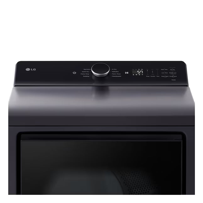 LG 5.3 cu. ft. Smart Top Load Washer with 4-Way® Agitator and AI Sensing EasyUnload™ WT8405CB - Scratch & Dent (Minor) and LG 7.3 cu. ft. Rear Control Electric Dryer with LG EasyLoad™ Door and AI Sensing 16250 - DLE8400BE - Scratch & Dent (Minor)