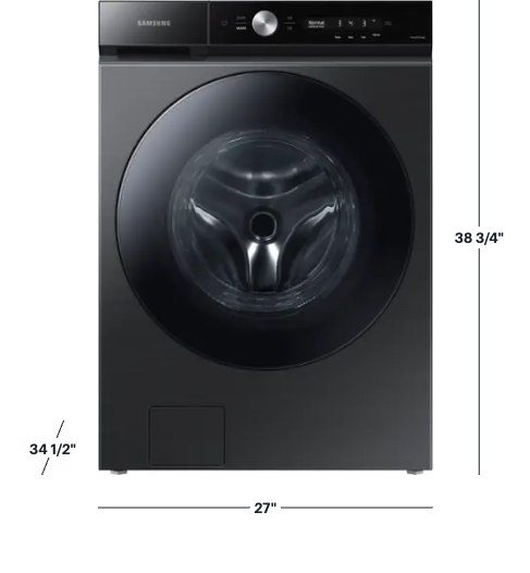 Pictures of Samsung Bespoke 5.3 cu. ft. Ultra Capacity Front Load Washer with Super Speed Wash and AI Smart Dial in Brushed Black WF53BB8700AV - Scratch & Dent (Minor) - Neu Appliance Outlet - Discount Appliance Outlet in Austin, Tx