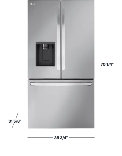 LG 26 cu ft ENERGY STAR Counter-Depth Smart French Door Refrigerator in Fingerprint Resistant Stainless Steel with Dual Ice Maker LRFXC2606S - Scratch & Dent (Major)