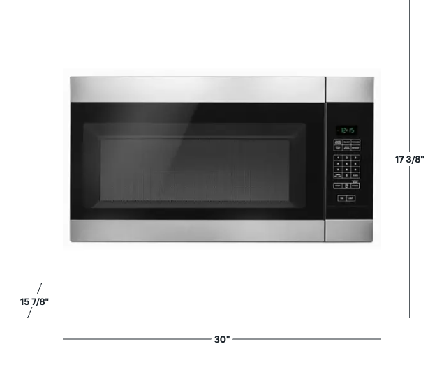 Amana Stainless Steel Over-the-Range 1.6 cu. ft. Microwave with Add 0:30 Seconds 5SD212 - AMV2307PFS - Scratch & Dent (Minor)