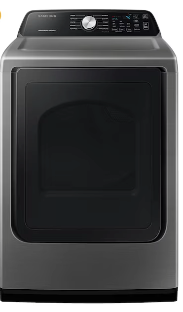 Samsung 4.4 cu. ft. Top Load Washer with ActiveWave™ Agitator and Active WaterJet in Platinum WA44A3405AP - Certified Refurbished and Samsung Platinum Electric 7.4 Cu. Ft. Dryer with Sensor Dry DVE45T3400P - Certified Refurbished